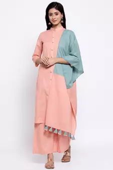 Peach plain cotton salwar