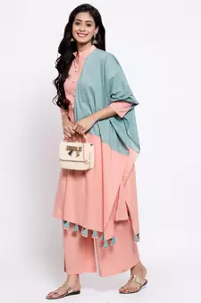 Peach plain cotton salwar
