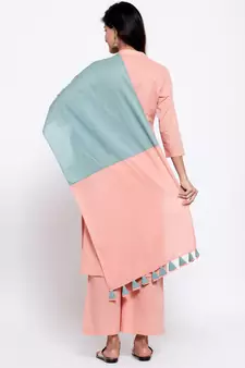 Peach plain cotton salwar