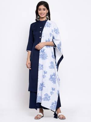 Blue plain cotton salwar 2