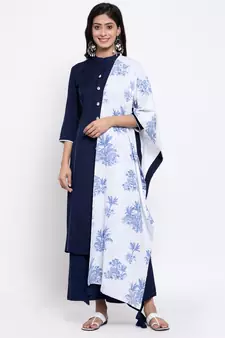 Blue plain cotton salwar