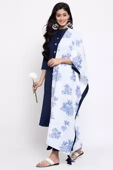 Blue plain cotton salwar