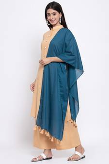 Beige plain cotton salwar
