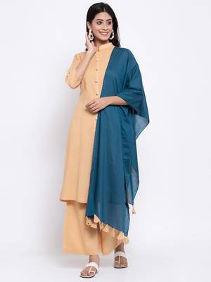 Beige plain cotton salwar 2