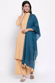 Beige plain cotton salwar