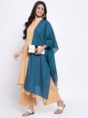 Beige plain cotton salwar 3