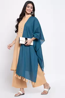 Beige plain cotton salwar