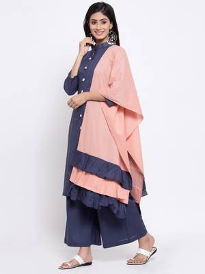 Grey plain cotton salwar 1