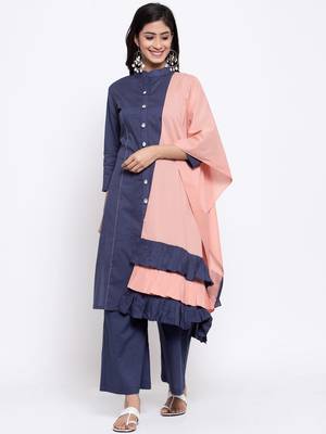 Grey plain cotton salwar 2