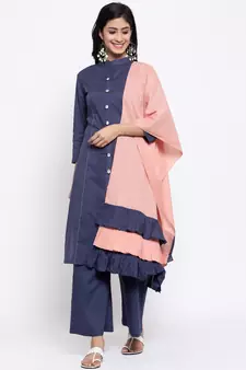 Grey plain cotton salwar