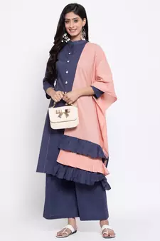 Grey plain cotton salwar
