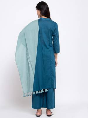 Green plain cotton salwar 3
