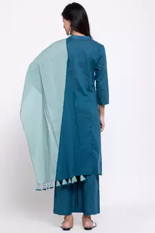 Green plain cotton salwar