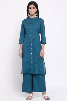 Green plain cotton salwar