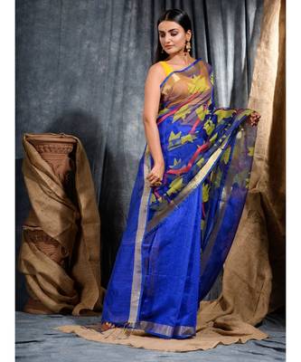 Hand Woven Matka Silk Designer Saree Without Blouse 3
