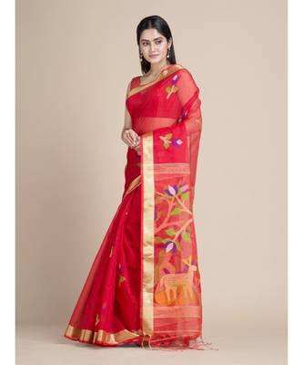 Bengal Handloom Silk Cotton Hand Woven Saree with Blouse Fabric 2