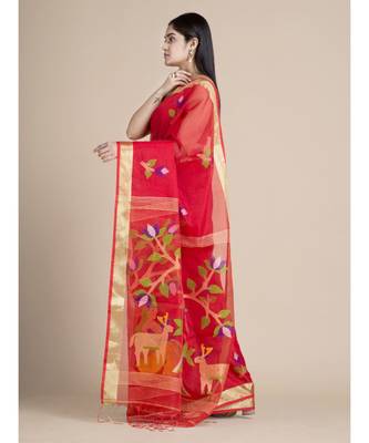 Bengal Handloom Silk Cotton Hand Woven Saree with Blouse Fabric 5