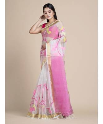 Bengal Handloom Silk Cotton Hand Woven Saree with Blouse Fabric 2