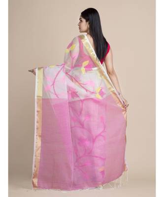 Bengal Handloom Silk Cotton Hand Woven Saree with Blouse Fabric 3