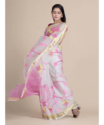 Bengal Handloom Silk Cotton Hand Woven Saree with Blouse Fabric 5