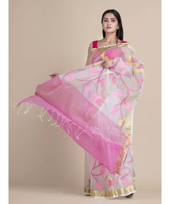 Bengal Handloom Silk Cotton Hand Woven Saree with Blouse Fabric 6