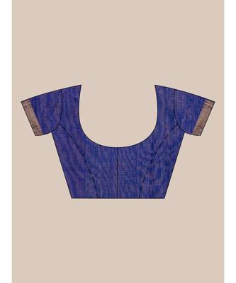 Blue Matka Silk Saree with Blouse fabric 6