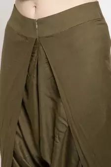Green plain viscose trousers