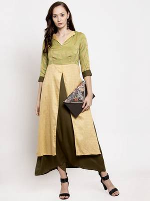 Green plain viscose trousers 3