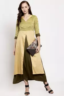 Green plain viscose trousers