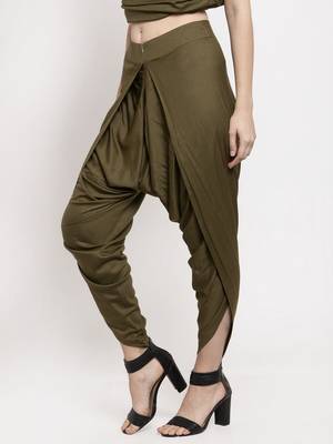 Green plain viscose trousers 4