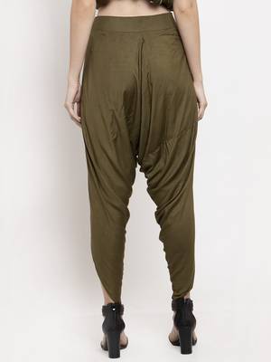 Green plain viscose trousers 5