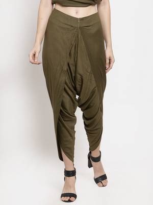 Green plain viscose trousers 1