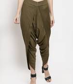 Green plain viscose trousers