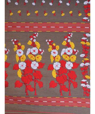 Grey And Red Silk Cotton Handwoven Soft Jamdani Saree Without Blouse 5