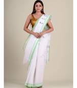 White handwoven cotton saree