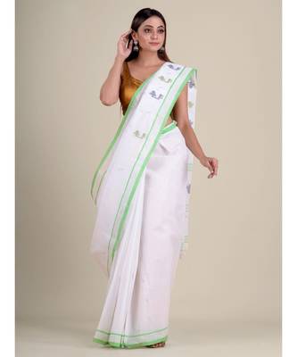 White handwoven cotton saree 2