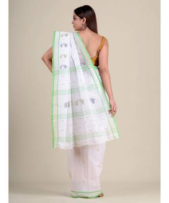 White handwoven cotton saree 4