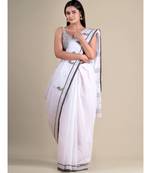 White handwoven cotton saree