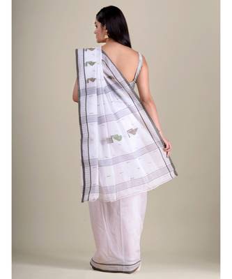 White handwoven cotton saree 4