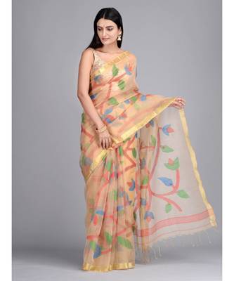Pure Silk Maslin Hand woven Desgner  Saree 2