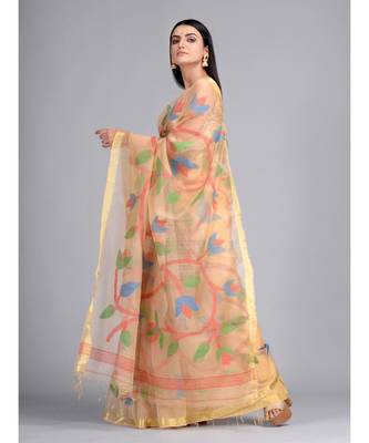 Pure Silk Maslin Hand woven Desgner  Saree 3