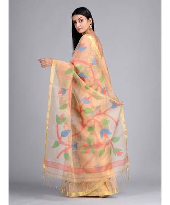 Pure Silk Maslin Hand woven Desgner  Saree 4