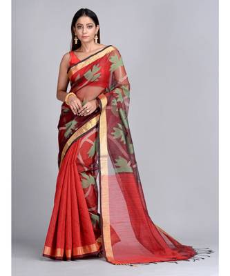 Hand Woven Matka Silk Designer Saree Without Blouse 1