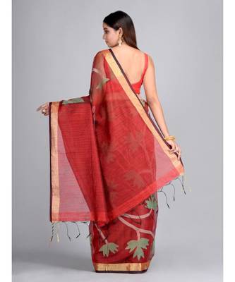 Hand Woven Matka Silk Designer Saree Without Blouse 4