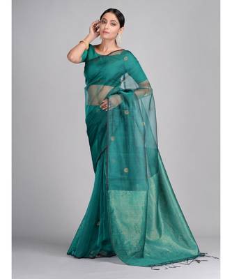 Hand Woven Matka Silk Designer Saree Without Blouse 3