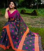 Awesome Ball Buta Khadi Cotton Handloom Saree with Running Blouse Piece