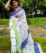 Awesome Ball ButaKhadi Cotton Handloom Saree with Running Blouse Piece