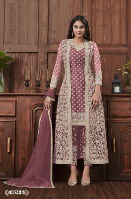 Pink embroidered net salwar 1
