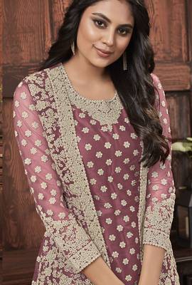 Pink embroidered net salwar 2
