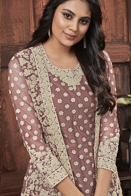 Light-pink embroidered net salwar 2
